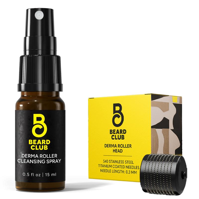 Derma Roller Replacement Head & Cleansing Spray - Beard Club - 0.3mm Titanium Microneedles - Replace, Clean and Prolong Derma Roller Life