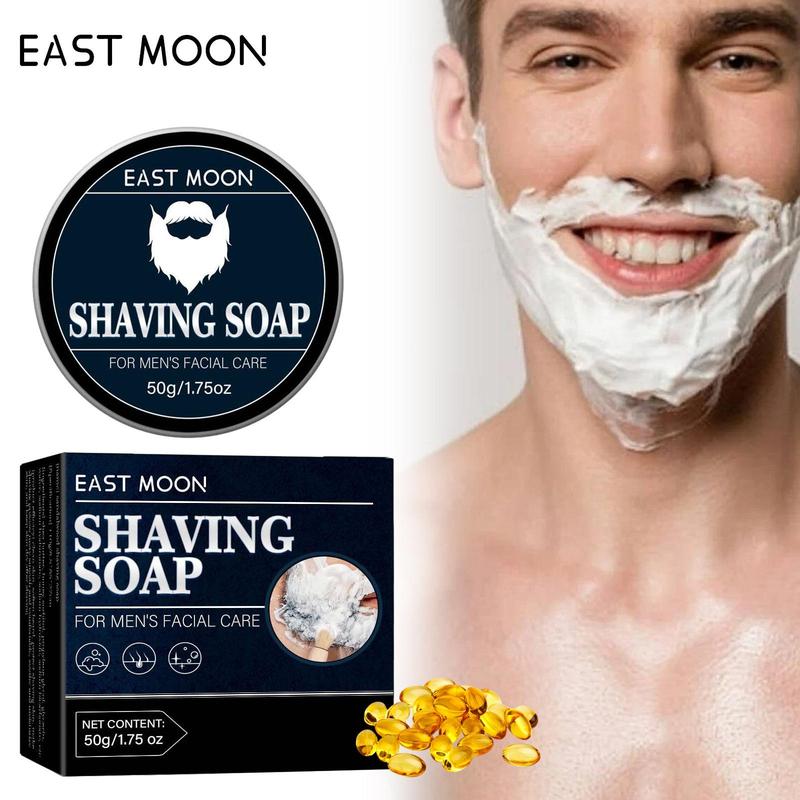 Shaving Soap & Shaving Brush Set, 2 Counts set Natural Non-sticky Shaving Foam with Brush, Professional Shaving Tool for Men