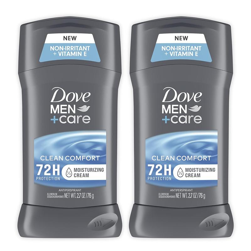 DOVE MEN + CARE Antiperspirant Deodorant Stick Clean Comfort Twin Pack 72-Hour Sweat & Odor Protection Antiperspirant for Men With 1 4 Moisturizing Cream 2.7 oz