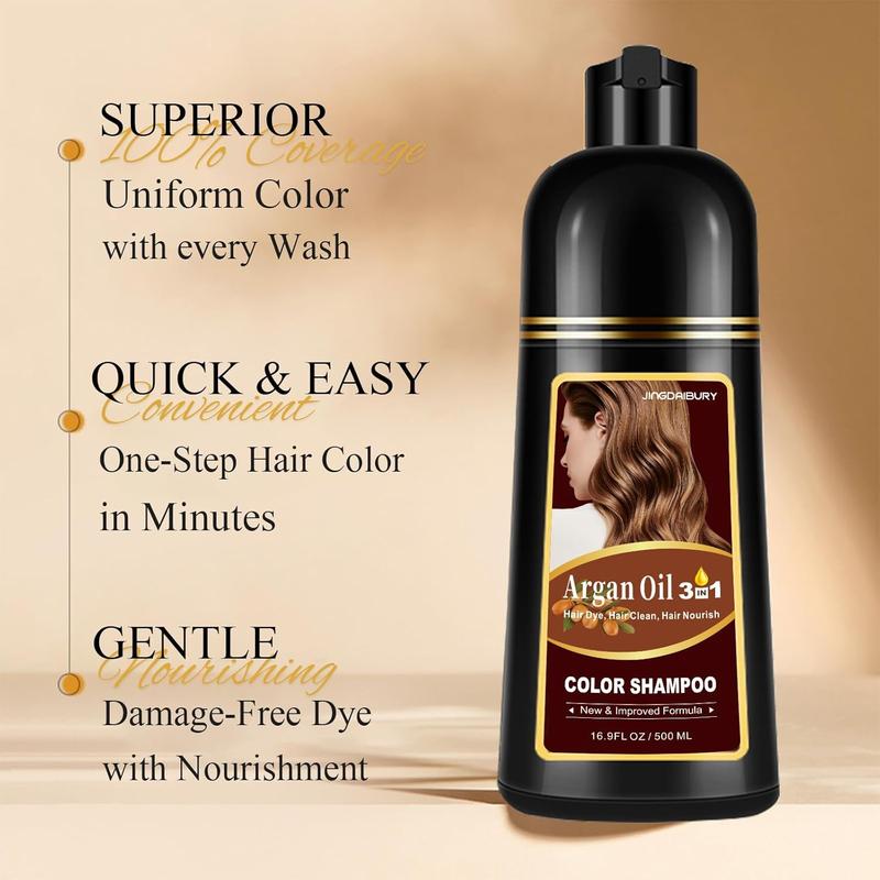 Blonde Brown Hair Dye Shampoo,3 in 1 Argan Oil Color Shampoo Hair Dye for Women & Men, Magic Hair Color Shampoo for Gray Hair, Easy to Use, 500Ml Haircare hair dye shampoo