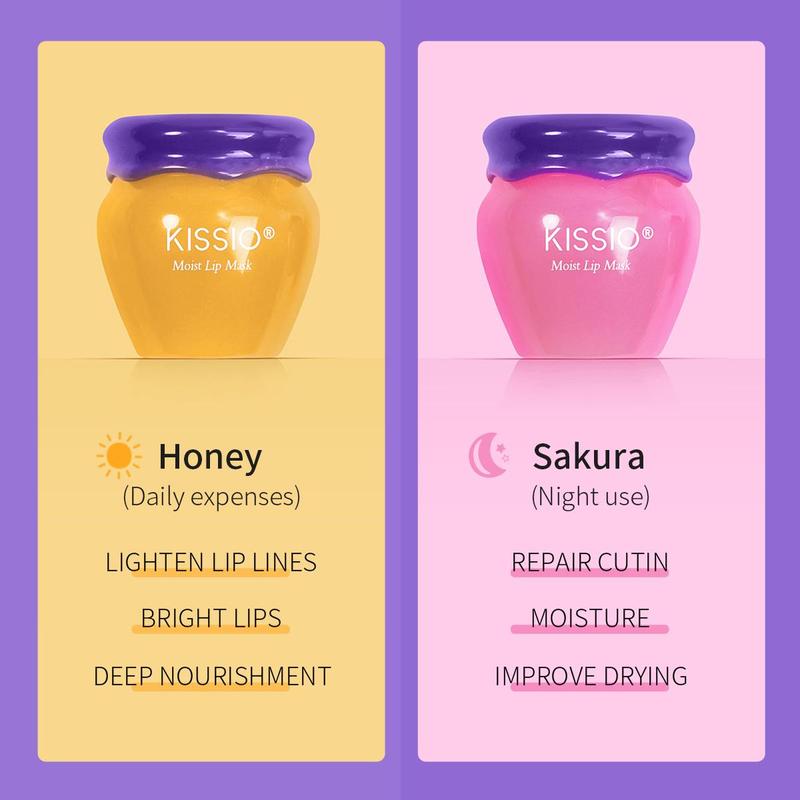 Cherry Blossom & Honey Extract Lip Mask, Day & Night Use Moisturizer Set, Moisturizing Skincare Balm