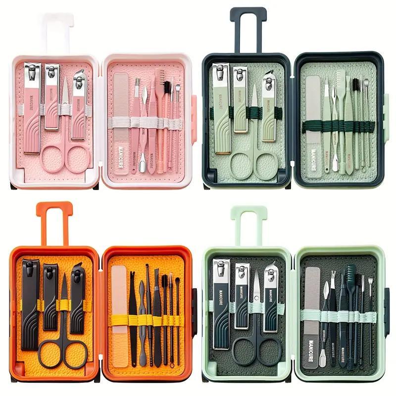 Portable Nail Scissors 12-Piece Set for Home Beauty Professional Tool Kit with Travel Case