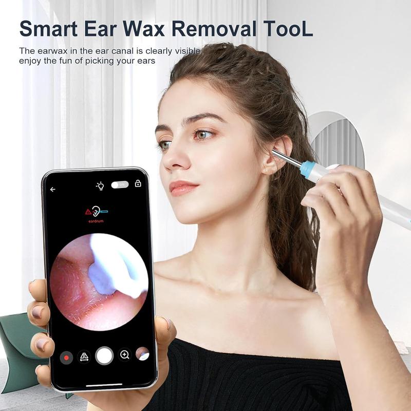 Ear Wax Removal, Ear Wax Removal Tool Camera Built-in 1296P, Easy and Safe Ear Cleaning, Earwax Removal kit with 9 Ear Set and 8 Traditional Tools, Ear Cleaning Kit for , iPad, Android (White)