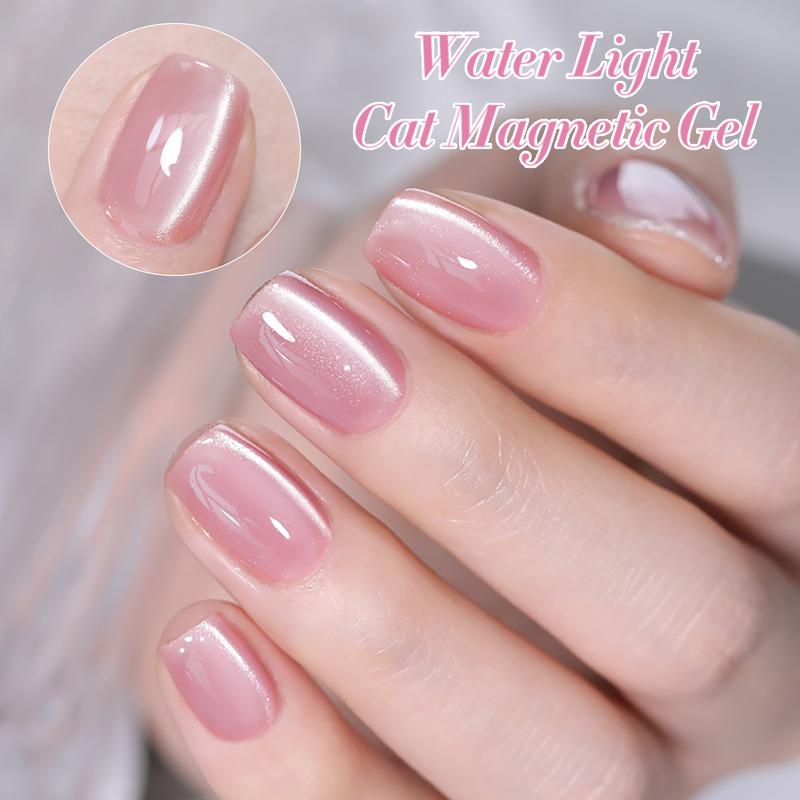 BORN PRETTY Cat Eye Magnetic Gel Nail Polish Water Light Cat Magnetic Eye Gel Jelly Pink Glass Crystal Magnetic Gel Polish Glitter Shimmer Auroras Magnetic Gel Nail Polish LED Gel Nail Art Manicure Kit 6PCS