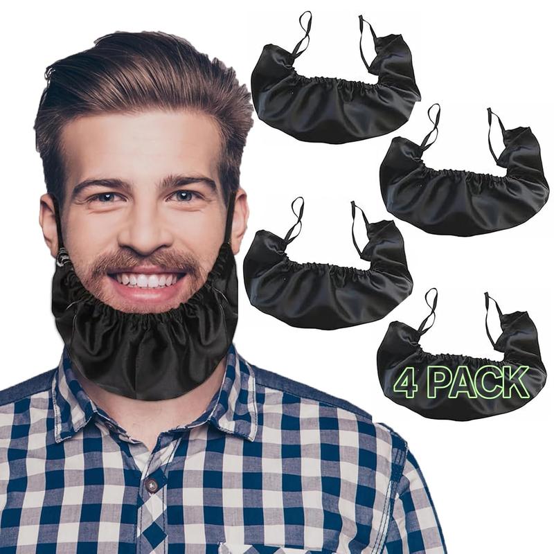 Mens Beard Bonnet for Retention and Healthy Beard Growth 4 Pack Men Beard Cover Soft Beard Conditioning Cap Black Adjustable Beard Bonnet Prevent Split Ends and Hair Breakage Hair Care Comfort