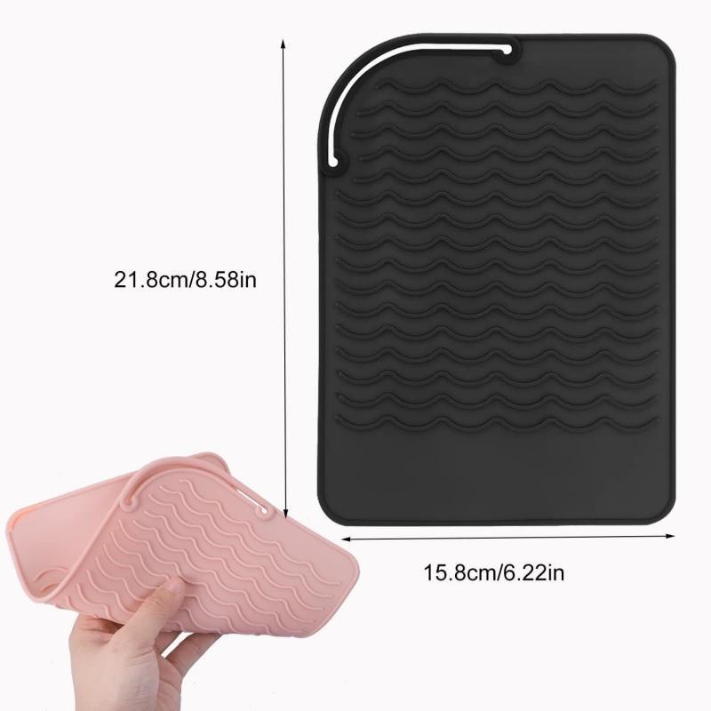 Silicone Heat Resistant Mats For Hair Curling Iron, 2 Counts Hair Straighten Pads, Portable Hair Styling Tools