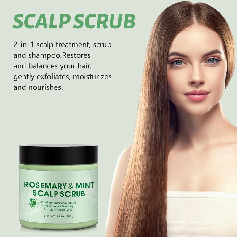 Rosemary & Mint Scalp Scrub, 1 Count Scalp Exfoliator Scrub for Build Up, Beauty & Personal Care Hair Scalp Massage Cream