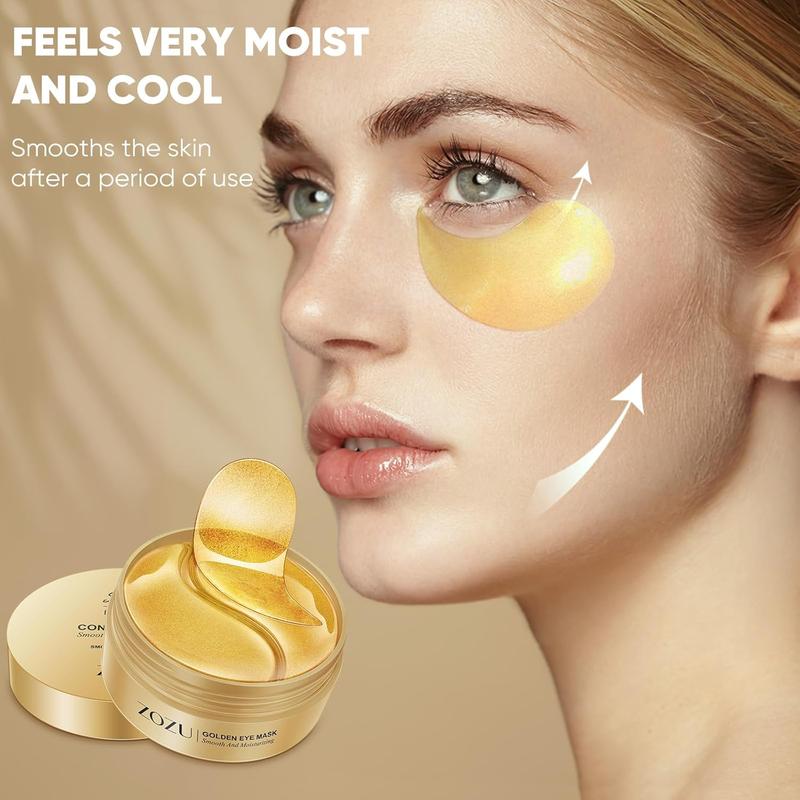 Gold Eye Mask (60 Count) – 24K Gold Under Eye Patches for Dark Circles, Puffiness, Wrinkles & Bags – Moisturizing Treatment for Improved Elasticity and Firmness