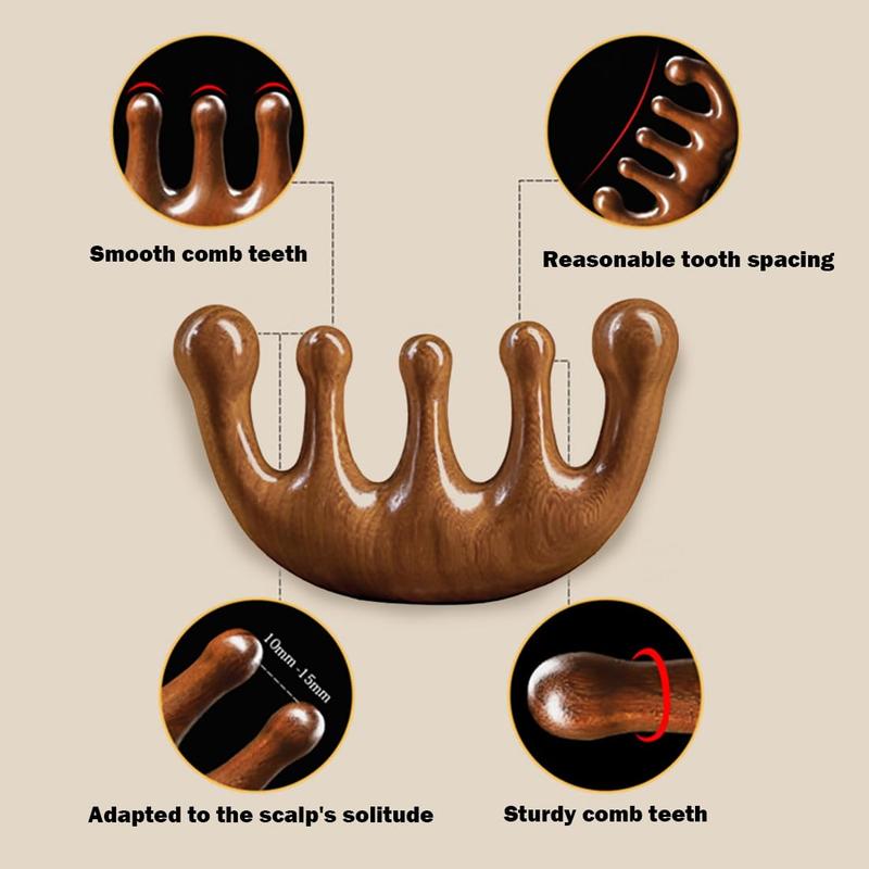 Wooden Scalp Massager - Handmade 100% Natural Green Sandalwood Wide Tooth Combs - Wood Massage Comb & Sandalwood Comb for Luxurious Hair Care Body Care