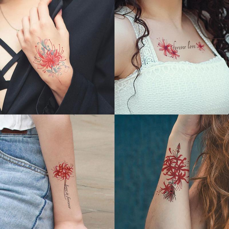 Flower Pattern Temporary Tattoo Sticker, 30pcs Waterproof Temporary Tattoo Sticker, Body Art Sticker for Women & Girls