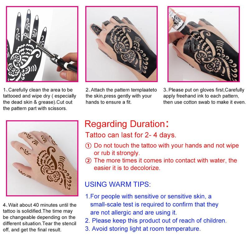 Freestyle Hand & Body Tattoo Stencil & Ink Kit, 1 Set Including 6 Stencils and 3 Tints & Accessories, Temporary Body Tattoo Supplies, DIY Body Tattoo, Fake Tattoos Custom