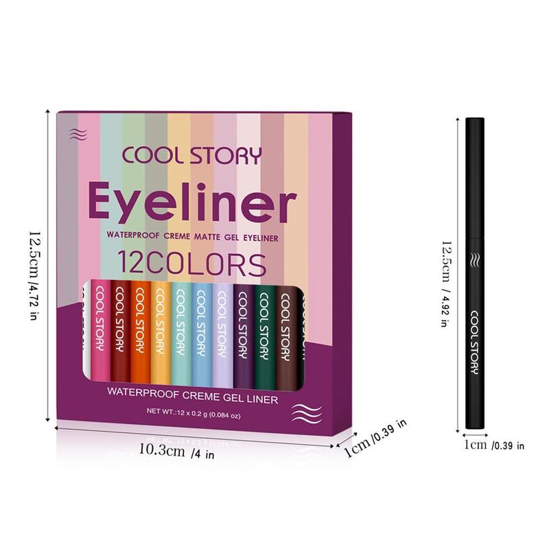 Waterproof Eyeliner Gel Pencil, 12pcs set Long Lasting Shimmering Matte Eyeliner, Professional Daily Makeup Accessories