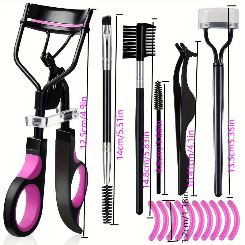 Eye Care Makeup Tool Kit (16pcs set), Including Eyelash Curler & Eyelash Brush & Eyebrow Trimmer & Eyebrow Brush & Eyelash Comb & Lash Tweezers for Women, Christmas Gift