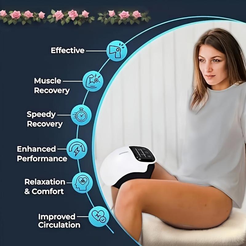 Cordless Knee Massager- Infrared Heat Knee Heating Pad for Swelling Stiff Joints Stretched Ligament and Muscles Injuries- Portable and Easy-to-Use