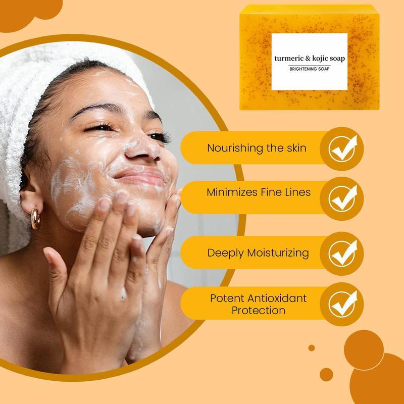 Turmeric & Kojic Acid Soap – Kojic Acid Soap for Body and Face Care, Lemon Body Wash for Flawless Skin, Organic Facial Cleanser, Skin Repair & Comfort, Helps Even Skin Tone