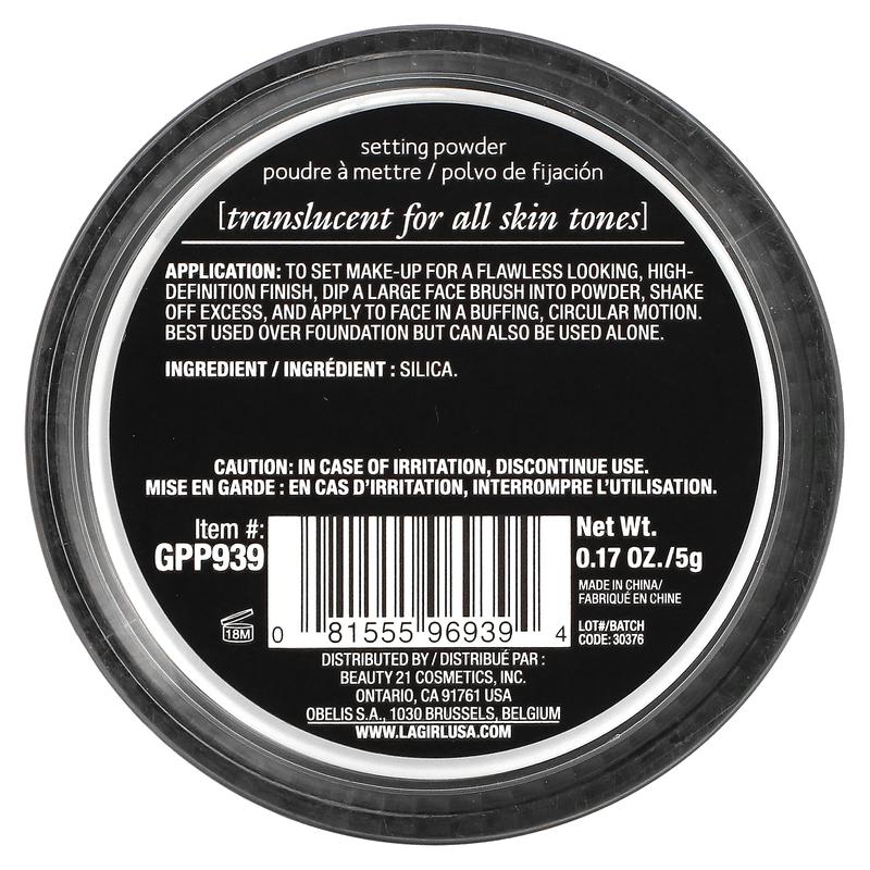 L.A. Girl Pro HD Setting Powder, GPP939 Translucent, 0.17 oz (5 g)