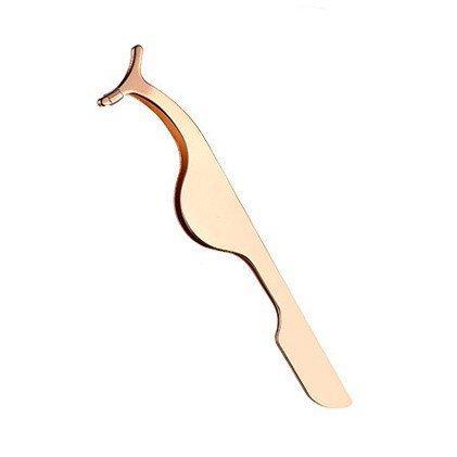 False Eyelashes Applicator Tool Eyelash Extension Tweezers Remover Clip Tweezers Nipper (Golden)