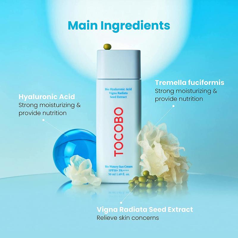 Tocobo Bio Watery Sun Cream SPF50 PA++++ High Protection 50ml 1.69oz Facial Hydrating Moisture Moisturizing Skincare Sunscreen Silky Mild Nourishing Radiant Soothing Uv Hydrate Moisturizer