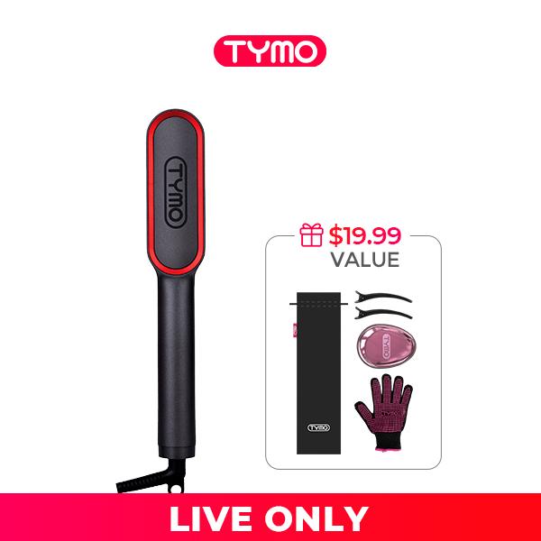 TYMO Ring Plus Ionic Hair Straightener Brush, Titanium Coating, 9 Temp Settings & LED Display, 20s Fast Heating & Dual Voltage, Professional Styling Tools for Salon Result,