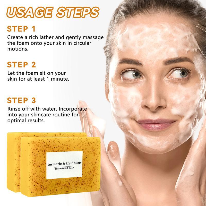 Turmeric & Kojic Acid Soap – Kojic Acid Soap for Body and Face Care, Lemon Body Wash for Flawless Skin, Organic Facial Cleanser, Skin Repair & Comfort, Helps Even Skin Tone