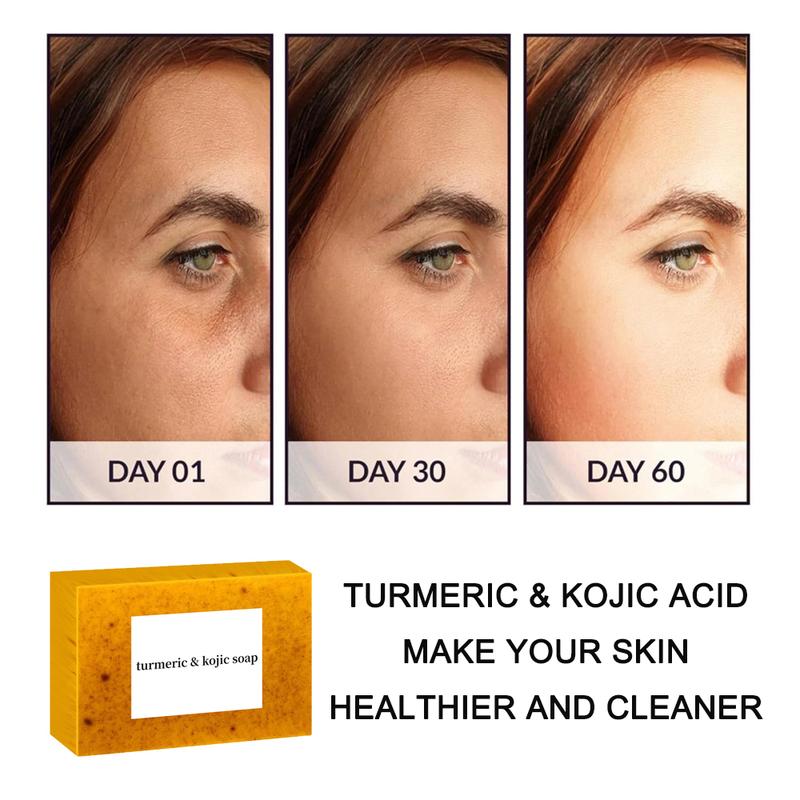 Lemon Turmeric & Kojic Acid Soap Bar, Facial and Body Cleansing, Daily Skin Cleansing Soap Bar, Suitable for Both Men and Women, Moisturizing and Mild Kojic Acid Soap Bar, Comes with Soap Bag