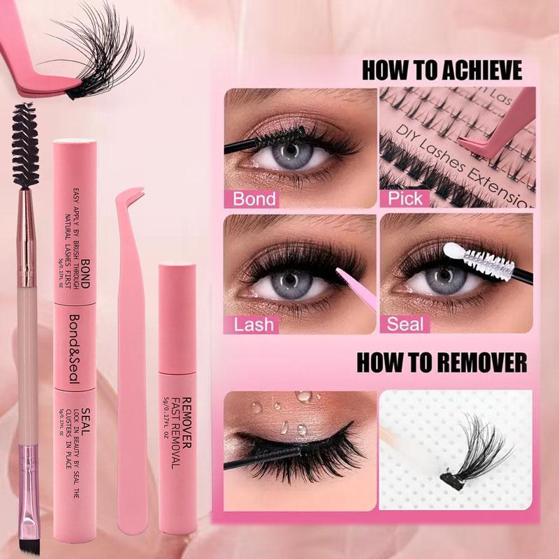 DIY Lash Clusters Eyelash Extension Kit, 1 Set Mixed Length Individual False Eyelashes & Bottom Lashes, Eyelashes Extensions, Professional Eye Makeup Accessories for Women, Christmas, Christmas Gift