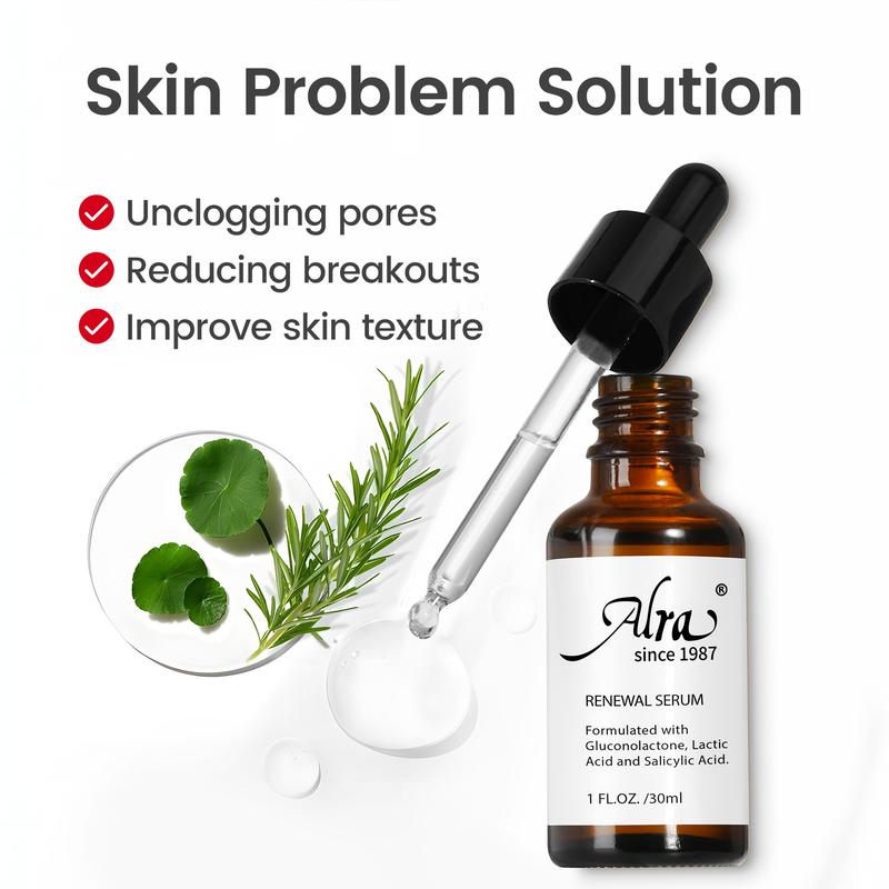 ALRA Renewal Serum with Lactic Acid, Salicylic Acid, and Cluconolactone for Anti-Aging and Blemish Reduction,Comfort Skin Repair Skincare Products