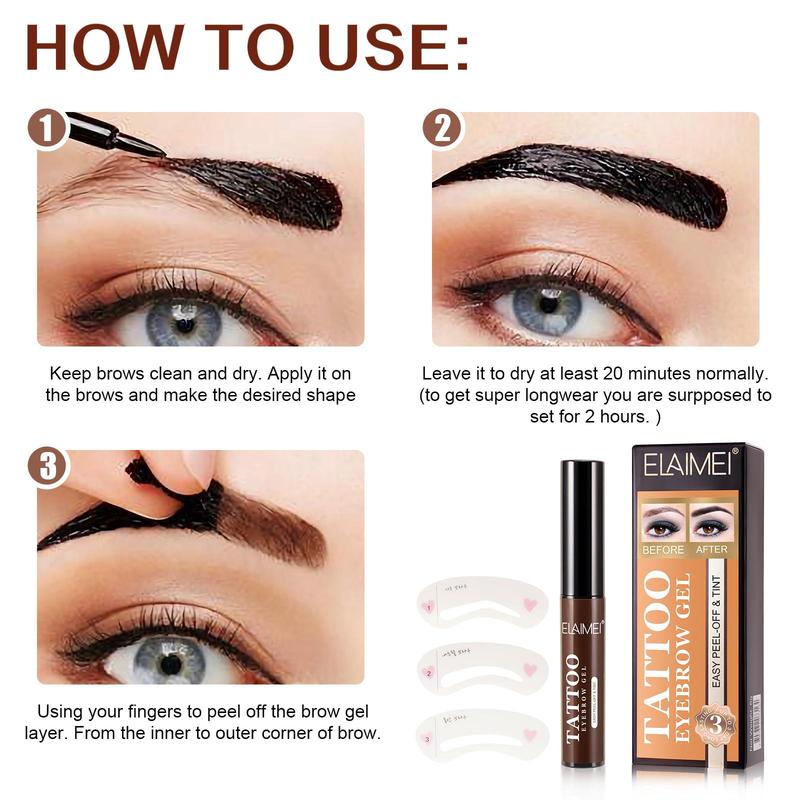 Eyebrow Tinting Gel, 1 Set Long Lasting Waterproof Peel Eyebrow Tinting Kit, Easy To Apply, Natural Eyebrow Makeup Tool for Women