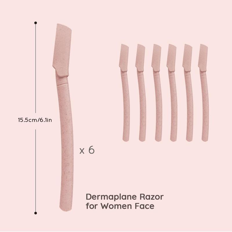 Biodegradable Eyebrow Razor Set, 6 Counts set Facial Hair Removal Razor, Manual Eyebrow Shaping Tool, Eyebrow Makeup Tool for Women