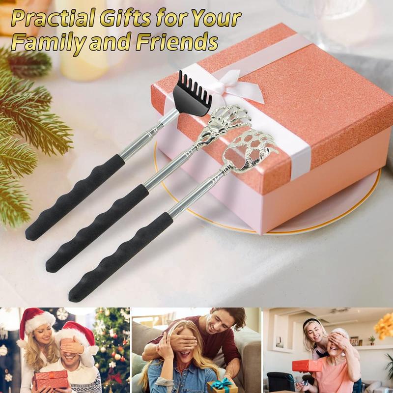 Back Scratcher 3 Pack Different Design Stainless Telescopic Back scratchers with Pretty Box, Portable Extendable Back Massager Gifts for Men or Women Stocking Stuffers