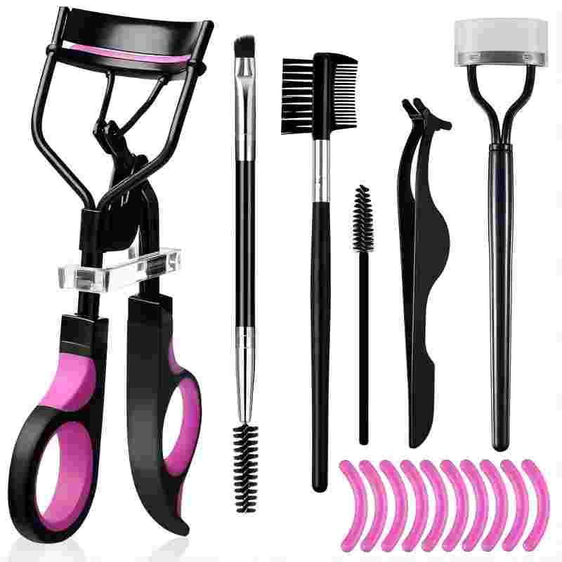 Eye Care Makeup Tool Kit (16pcs set), Including Eyelash Curler & Eyelash Brush & Eyebrow Trimmer & Eyebrow Brush & Eyelash Comb & Lash Tweezers for Women, Christmas Gift