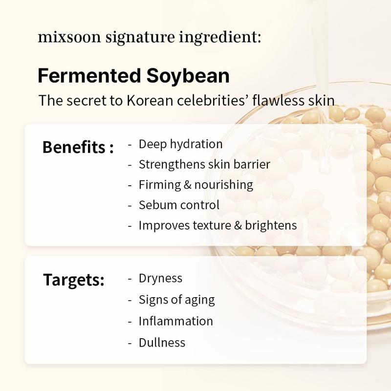 [mixsoon Official Shop] Bean Essence | Natural Fermented Soybean Essence for Glass Skin | Exfoliating, Hydrating & Moisturizing Facial Serum