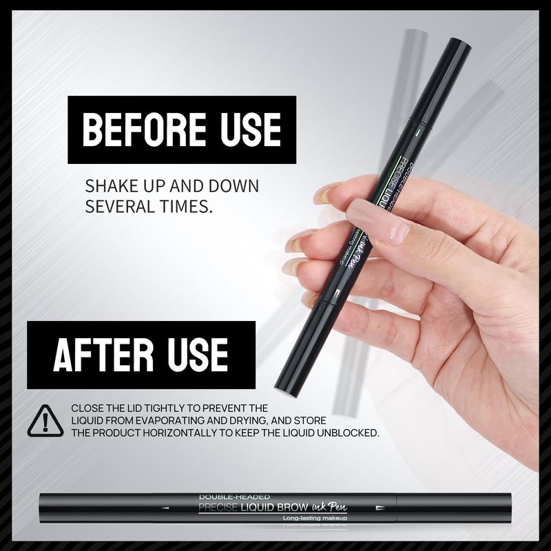 Microblading Eyebrow Pen Waterproof, 2-in-1 Dual-Ended Eye Brow Pencils with Micro-Fork-Tip and Precise Brush-Tip, Natural Hair Like Strokes, Last All-Day