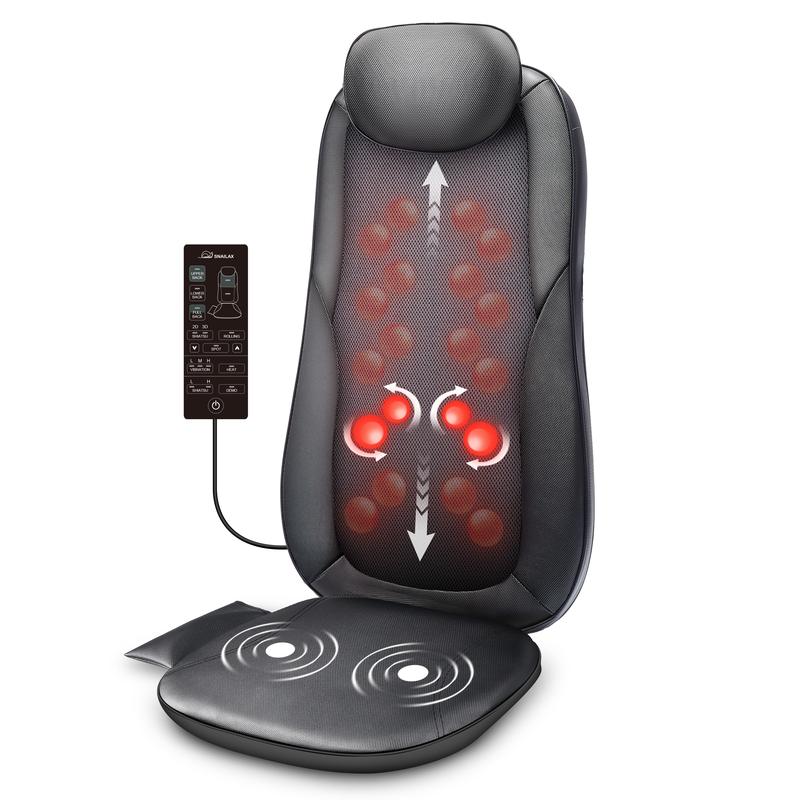 Snailax Back Massager with Heat Shiatsu Massage Seat Cushion - 2D 3D 2-in-1 Modes Back Massager with Heat Adjustable Gifts for Women Men