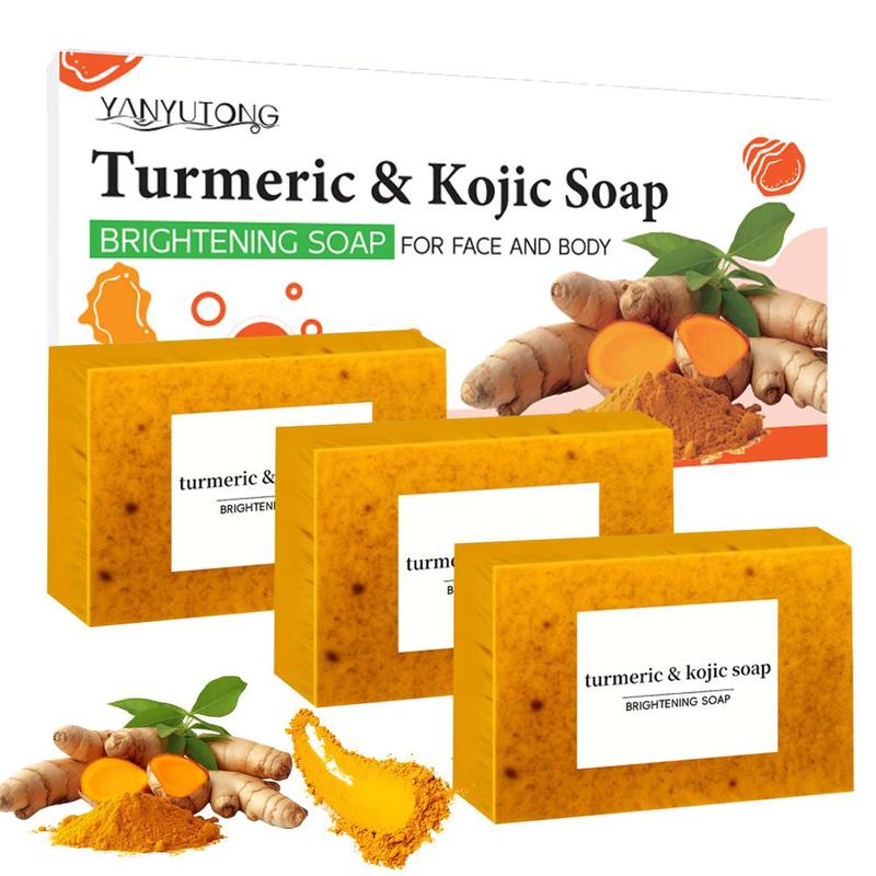 Turmeric Kojic Brightening Soap, 3 Counts box Deep Cleansing Body Soap, Moisturizing Body Wash Gentle Soap for Face & Body, Body Care Product