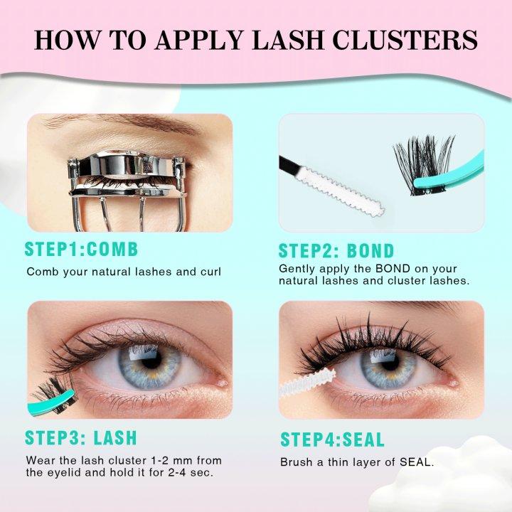 VAVALASH Candy Manga Dynamic LC Curl  Individual Cluster Lash Kit, Beginner Friendly, Wide Ultra-thin Invisible Lash Band, Waterproof Lash bond For Girls Beauty Makeup At Home Eyelashes Cosmetic