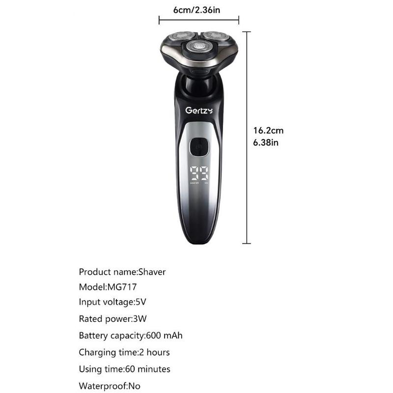 Electric Shaver for Men, 1 Box Rechargeable Rotary Shaver with Nose Trimmer & Sideburns Trimmer & Face Cleaning Brush, Multifunctional Portable Razor for Men