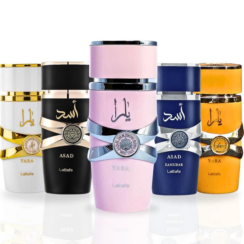 Yara Collection 5 Piece Set - Yara, Yara Moi, Yara Tous, Asad, Asad Zanzibar - Eau De Parfum Sprays 100ML (3.4 OZ) By Lattafa.