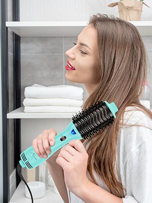 Aima Beauty Hair Brushes 4-in-1 Upgrade Blowdryer Brush Hot Air Hair Straightener Brush Curler Comb for Women Heated Comb Hair Dryer Brush brush blowdryer Ionic Hairdryer Light Green