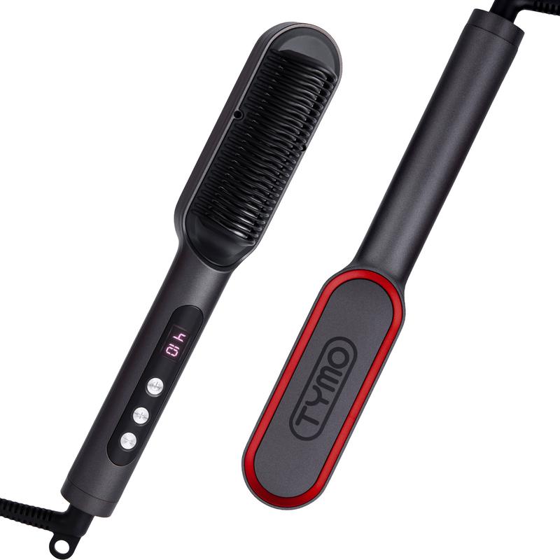 TYMO Ring Plus Ionic Hair Straightener Brush, Titanium Coating, 9 Temp Settings & LED Display, 20s Fast Heating & Dual Voltage, Professional Styling Tools for Salon Result,