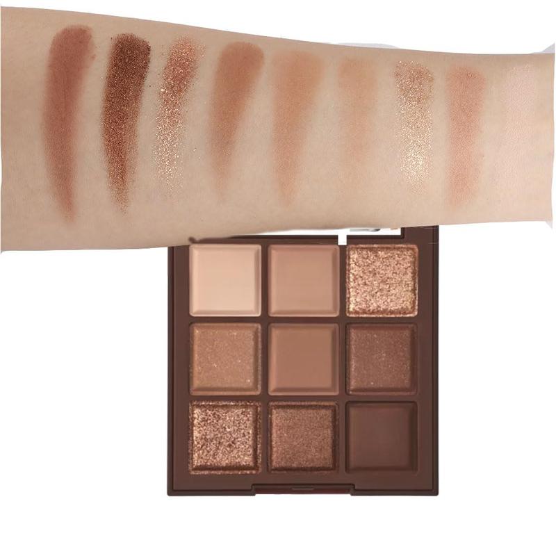 Neutral Brown Eye Shadow palette- Rose Gold Dark Brown Eyeshadow Palette Colorful 9 Colors,Shimmer Highly Pigmented Nude Eyeshadow Palette Makeup Naturing-Looking Long Lasting