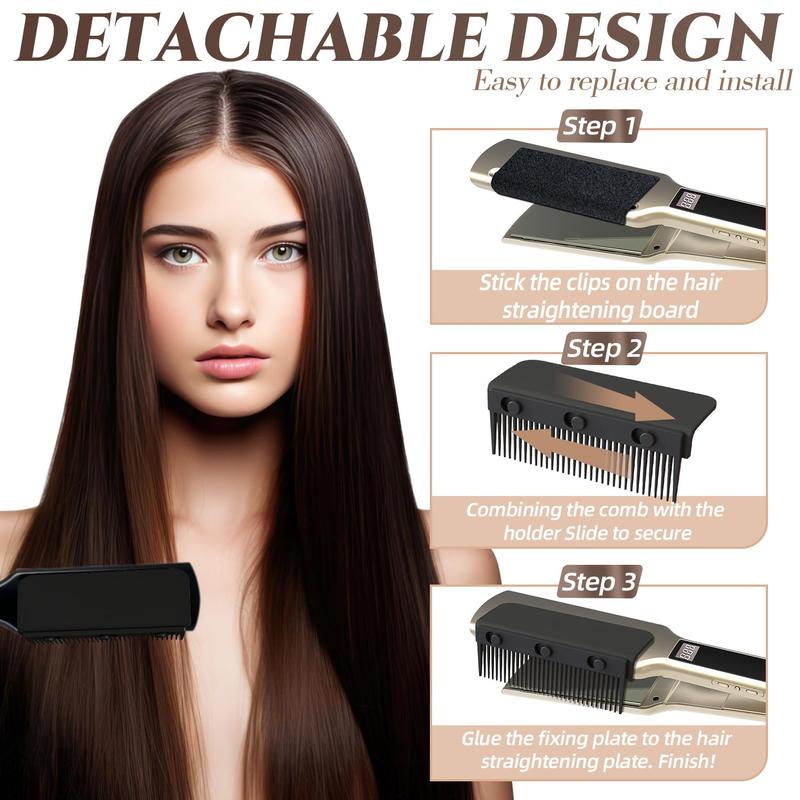 2024 New Flat Hair Straightener Comb Attachment, Compact Styling Tool for Professional or Home Use (Black)