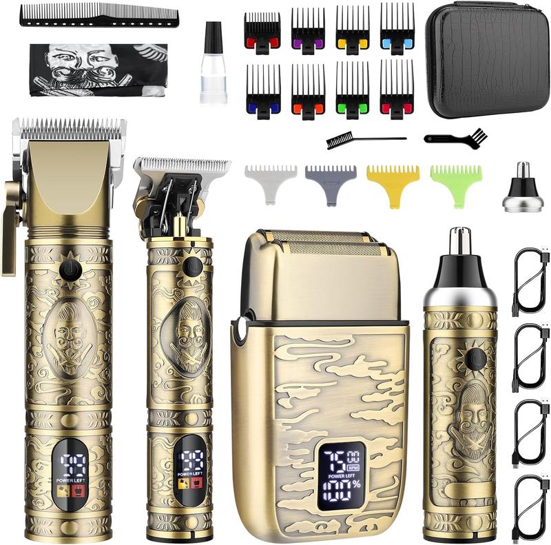 AMULISS Hair Clippers for Men Professional, Beard Trimmer Kits & Sets, Cordless Mens Hair Trimmer, Electric Shavers, Haircutting Machine with LED Display, for Barber professional hair halloween gift LCD Display beard trimmer barber  clippers