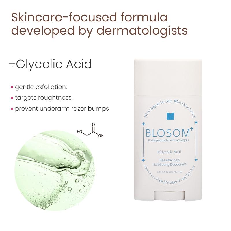 Dermatologist-developed Exfoliating Brightening Deodorant with Glycolic Acid and Kojic Acid for 48-hour Odor Control and Hyperpigmentation, Aluminum Free Paraben Free Talc Free Cosmetic Cleanser Comfort Body Care