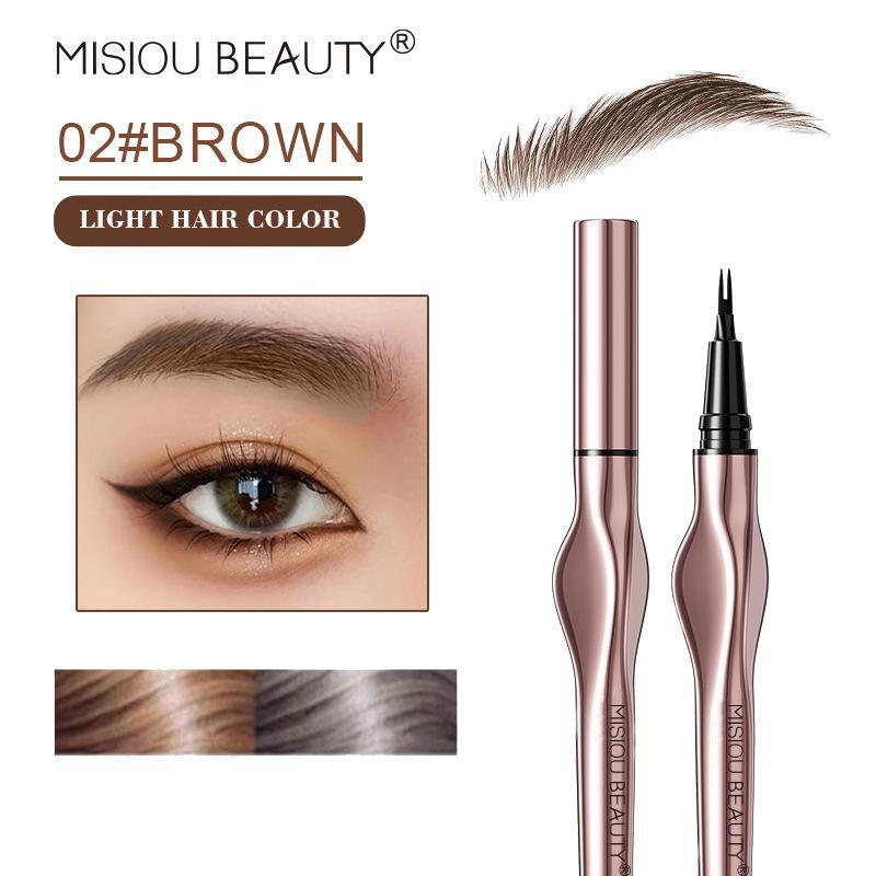 2-Tip Waterproof Eyebrow Pencil, 2 Counts Long Lasting Eyebrow Pen, Black & Brow Styling Brush, Eye Brow Makeup Tool, Makeup Accessories