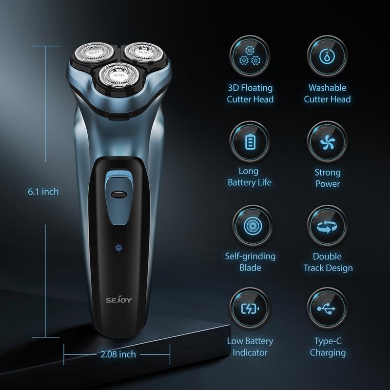 SEJOY 3D Electric Shaver Rotary Shavers with Pop-up Trimmer Rechargeable Gifts