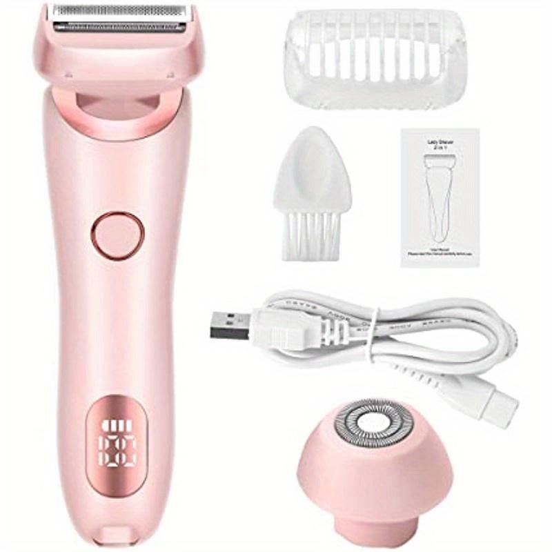 2 in 1 Electric Shaver for Women, 1 Box Rechargeable Hair Removal Tool for Women's Pubic Hair Legs Face, Wet & Dry Use Bikini Trimmer for Women