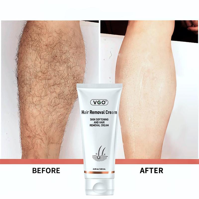 VGO Hair Removal Cream for Women and Men, once taken off, is clean and universal all over the body, mild depilation,120ml 4.06oz Body Care Smooth Cosmetic Wax Gentle Jojoba Sensitive Comfort bodyhair bleach