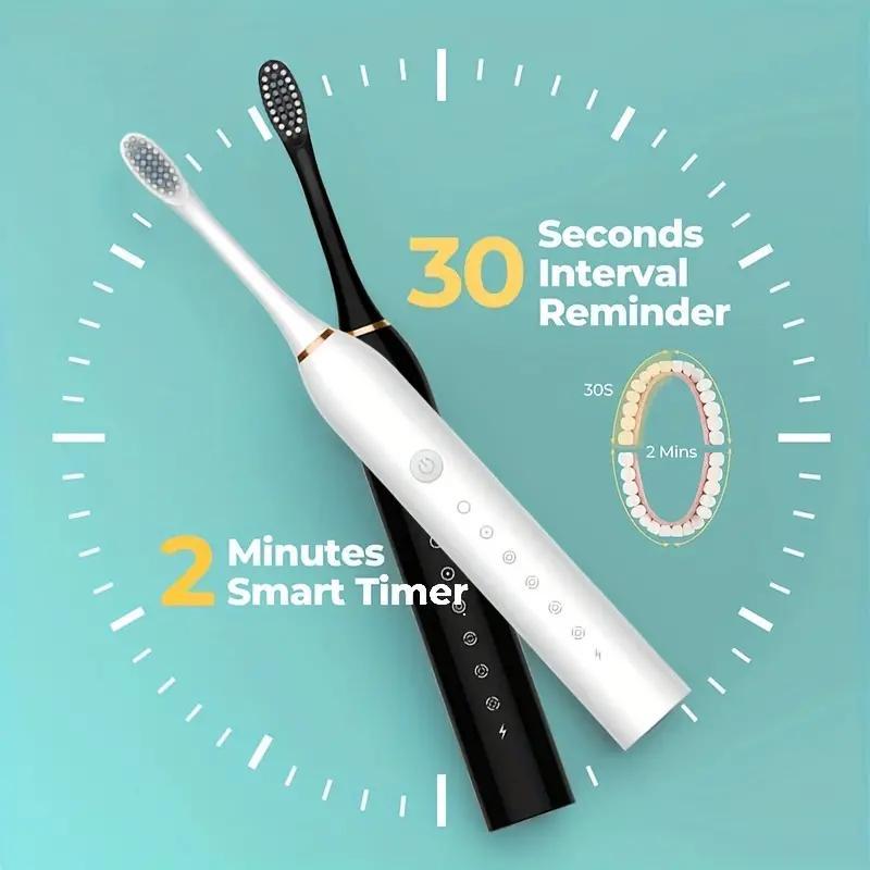 Electric Toothbrush for Christmas Gift, 1 Box USB Rechargeable Waterproof Toothbrush with 4 Brush Heads, Oral Care Product for Adults & Kids