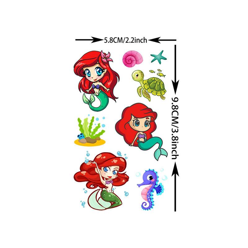 Cartoon Mermaid & Animal Pattern Temporary Tattoo Sticker, 60pcs set Waterproof Fake Tattoo Sticker, Body Art Sticker for Kids & Adults